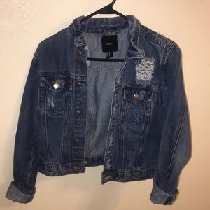 Distressed Cropped Denim Jacket